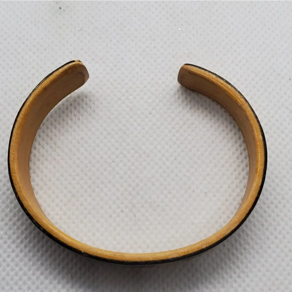 Vintage Wooden Two-Tone Cuff Bracelet - Picture 6 of 6